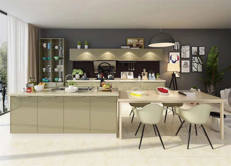 Стильные глянцевые кухонные шкафы