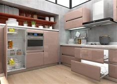 Лакированные стеклянные кухонные шкафы