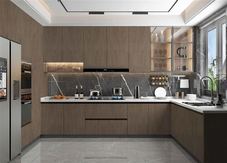 Wood Grain Laminate Kitchen Cabinet suppliers